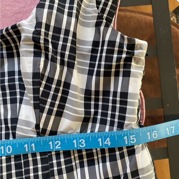 Anthropologie Maeve Black White Plaid Square-Neck Tie Strap Midi Dress Medium - Picture 13 of 16
